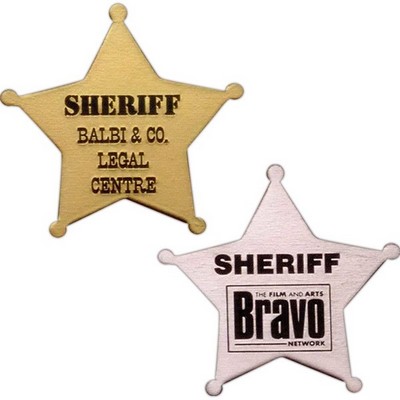 Aluminum 6 Point Star Badge with a Die Struck, color filled imprint. Made in the USA