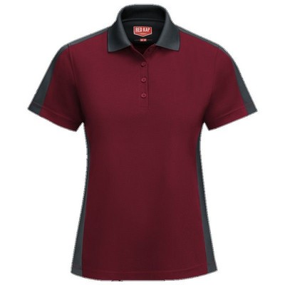 Red Kap™ Women's Performance Knit® Two-Tone Polo - Burgundy Red/Charcoal Gray