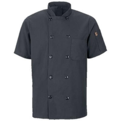 Red Kap™ Men's Short Sleeve Chef Coat w/OilBlok & MIMIX™ - Ten Button - Charcoal Gray