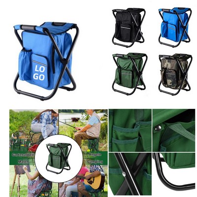 Folding Stool Backpack Chair Insulated Cooler Bag