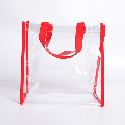 Clear PVC Shopping Tote Bag w/Webbing Handles