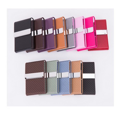 Business Card Cases PU Leather Name Card Holders Stainless Steel Multi Card Holders for Men Women