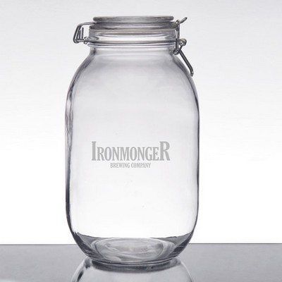 Choice 105 oz. Hinge Top Glass Storage Jar