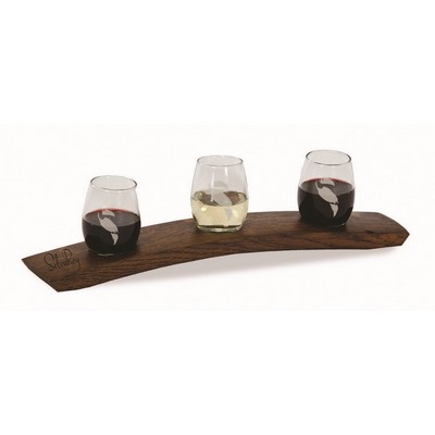 Wine Barrel Wine Taster Flight Walnut Brown