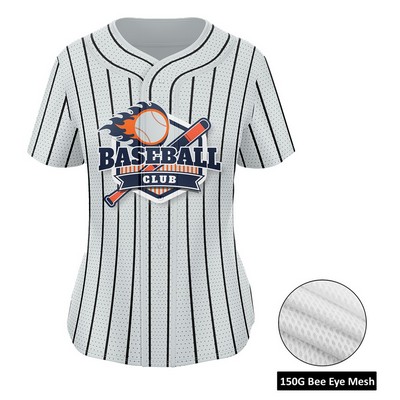 Women's Sublimation Full-Button Baseball Jersey - 150G Bee Eye Mesh