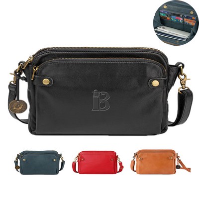 PU Leather 3 Layer Crossbody Bag