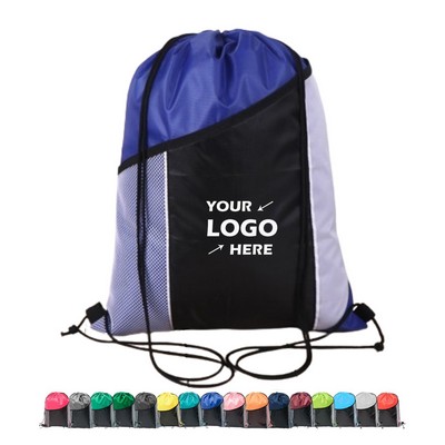 Drawstring Sports Backpacks With Mesh Pockets