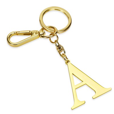 Gold Letter A Keychain Metal Keychain Initial Keychain