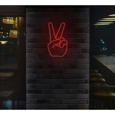 Peace Gesture Neon Sign