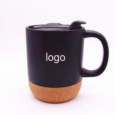 12 Oz. Cork Base Ceramic Mug w/Lid