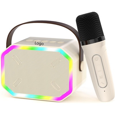 Mini Karaoke Machine With 1-2 Wireless Microphones For Kids Adults Portable Bluetooth Speaker