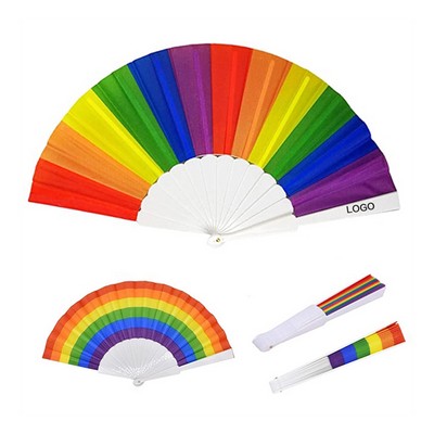 9" LGBT Pride Rainbow Handheld Folding Fan (MOQ 100PCS)