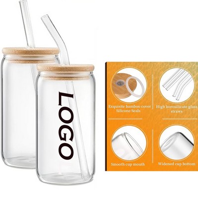 Glass Cups with Lids and Straws, Coffee cups