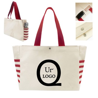 Full-Color Portable Canvas Tote Boat Bag W/ Side Pockets