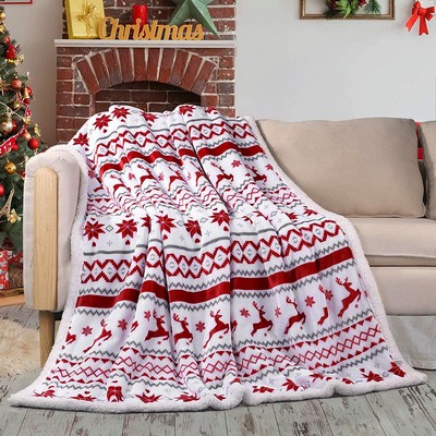 Christmas Flannel and Sherpa Blanket 63X79"