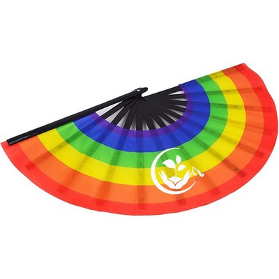 Rainbow Folding Hand Rave Fan