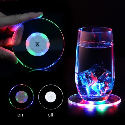 3.9" Acrylic Round 7 Colors LED Flashlight Light-up Drink Coaster