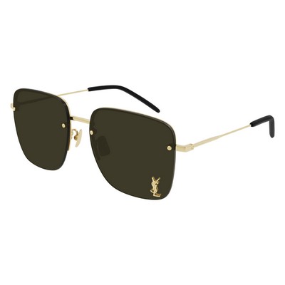 Saint Laurent Women's Gold & Brown Monogram Sunglasses