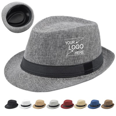 Men's Short Brim Straw Fedora Panama Hat