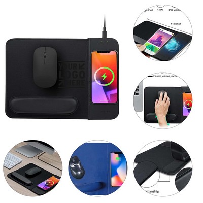 15W Wireless Charging Mouse Pad with Wrist Support