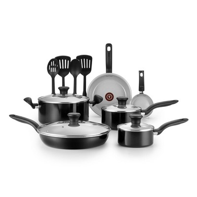 T-fal Initiatives Ceramic 14-Piece Cookware Set - Black