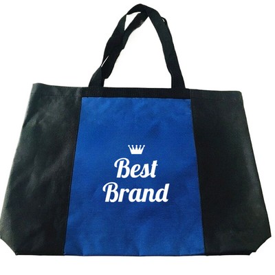 Two Tone Zippered Shopping Tote Bag