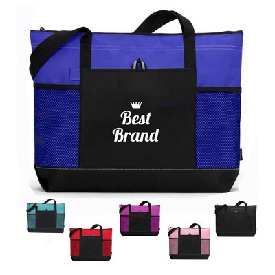 Large Capacity 600D Oxford Tote Bag with Mesh Pocket