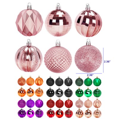 2.36 Inches 24 Pieces Plastic Christmas Ball Ornament Sets