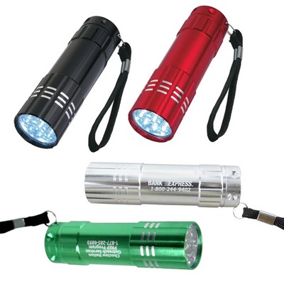 Mini Aluminum 9 LED Torch Flashlight