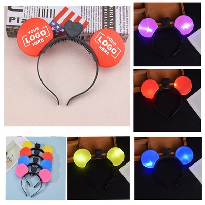 LED Light-Up Mouse Ears Headband with Custom Colors