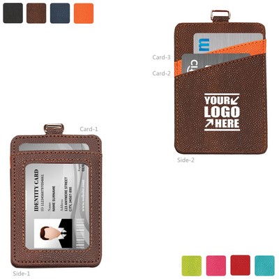 Dual Colored 3 Pockets PU Leather Card Holder