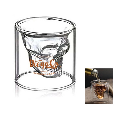 Double Layer Transparent Skull Whiskey Glass Cup