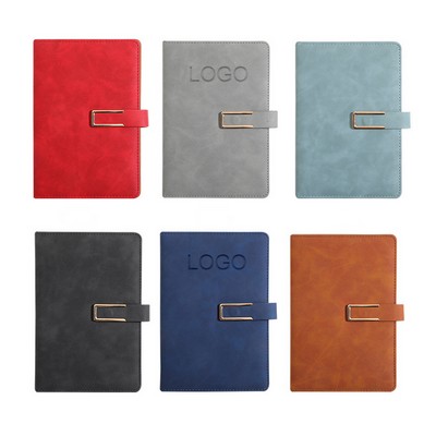 A5 PU Leather Hardcover Ruled Notebook w/Magnetic Buckle & 200 Pages MOQ100PCS