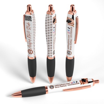 Squared Basset Performance Satin Gel Pen w/ Rose Gold Accents