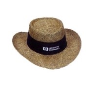 Twisted Linen Straw Gambler Hat w/Sunblock Lining