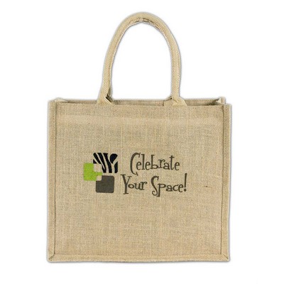 16"x6"x14" Bermuda Laminated Jute/Burlap Tote Bag