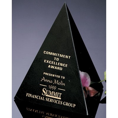 7" Black Genuine Marble Triangle Pyramid Award