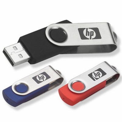 256 MB Swivel USB Flash Drive w/Key Chain