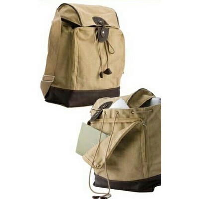 Canvas Leather Backpack w/Lined Interior