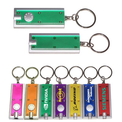 Slim Rectangular Flashlight w/Swivel Key Chain (Translucent Green)