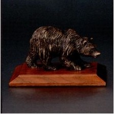 Custom Cultured Bronze Kodiak Bear Sculpture w/ American Walnut Base