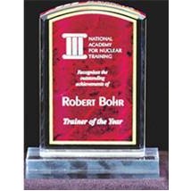 Marbleized Red Acrylic Rectangle Award w/ Curved Top - 4"x7"