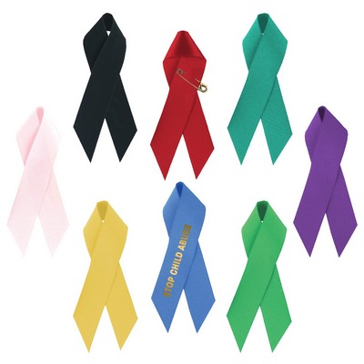 3 1/2" Imprinted Awareness Ribbon with Pin (5/8" width)