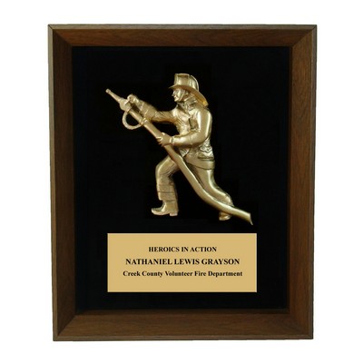 Fireman w/ Hose Shadow Frame Award 9"x12"