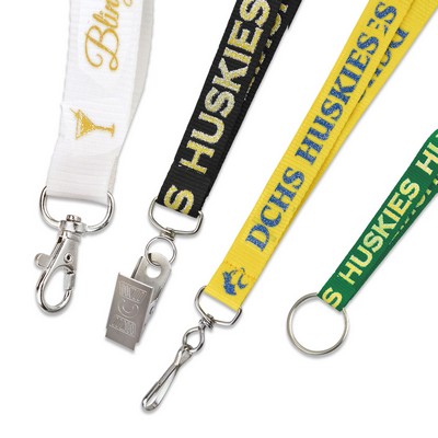 3/8" Glitter Ink Custom Silkscreen Ribbed Polyester Lanyards