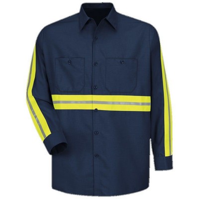 Red Kap™ Enhanced Visibility Long Sleeve Industrial Shirt - Navy Blue/Yellow