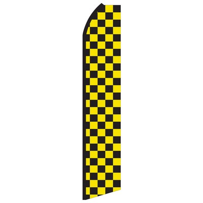 12' Digitally Printed Black/Yellow Checkered Swooper Banner