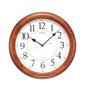 Seiko 13" Dark Brown Solid Oak with Arabic Numbers, Quiet Sweep Clock