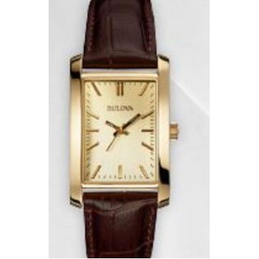 Bulova Ladies' Corporate Collection Gold Watch w/ Dark Brown Leather Strap