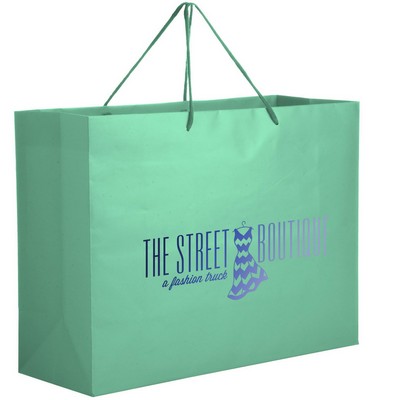 Pastel Matte Laminated Euro Tote Bag w/ Macrame Rope Handles (13"x5"x10") - Foil Stamp